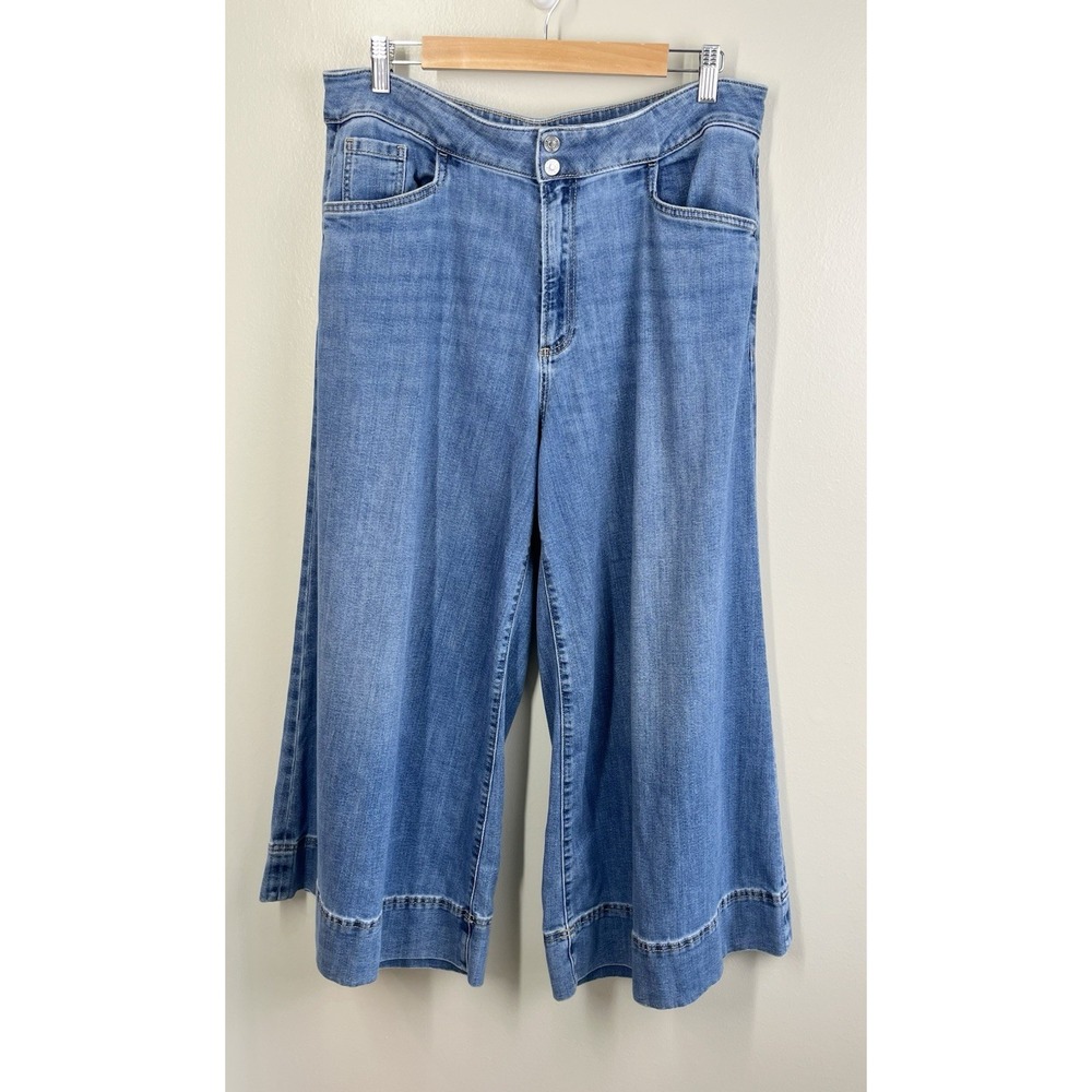 Chico's High Rise Culotte Trouser Jeans Boho Womens 14/3.5 Ankle Wide Leg